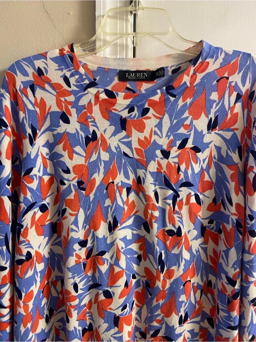 Lauren Ralph Lauren Long Sleeve Abstract Floral Knit Crewneck Knit Top XXL